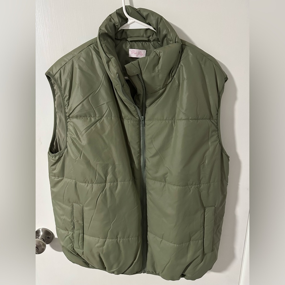 Pink Lily Sage Green Quilted Vest
